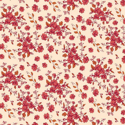 Bramble Blossoms Fabric, The Orchard by Maureen Cracknell, Art Gallery Fabrics, Red Floral Fall Quilting Cotton, ORC-34704
