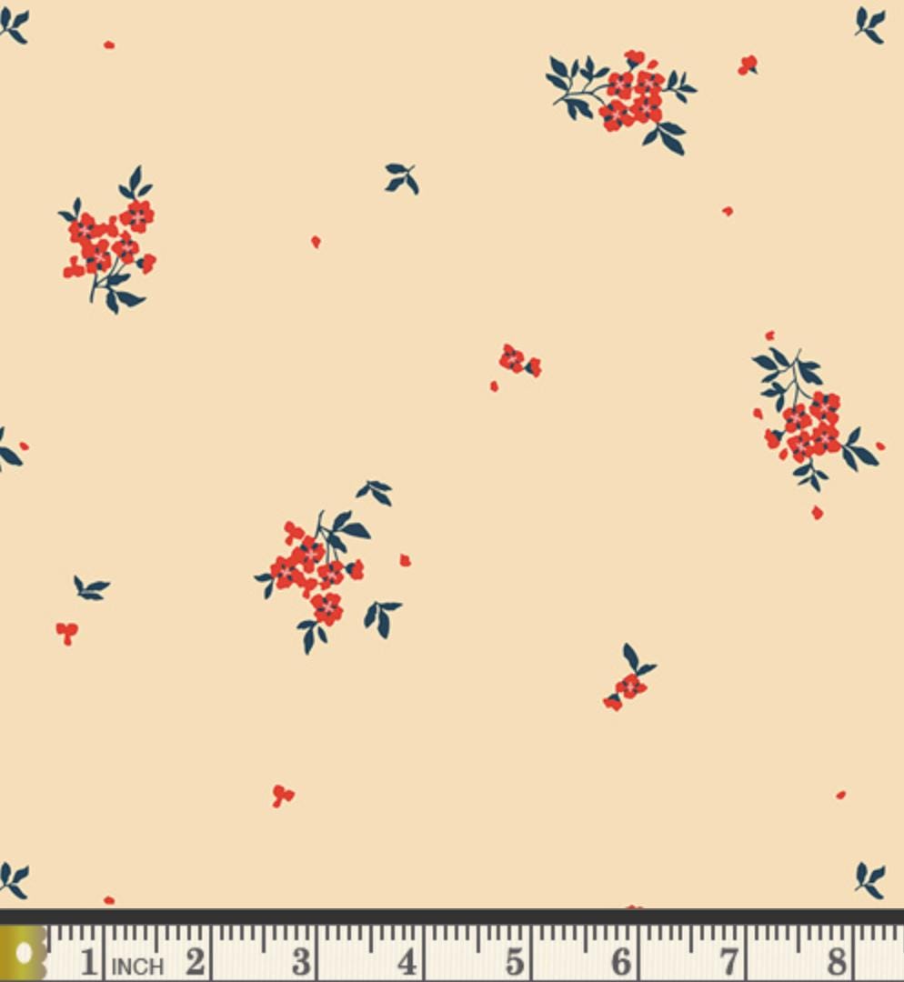 Windswept Posies Fabric, The Orchard by Maureen Cracknell, Art Gallery Fabrics, Cream Floral Quilting Cotton, ORC-34705