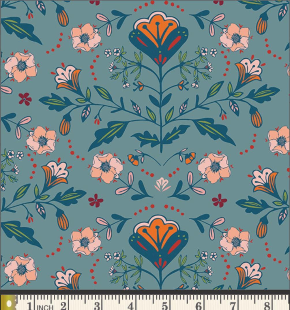 Folk Flower Harmony Fabric, The Orchard by Maureen Cracknell, Art Gallery Fabrics, Folk Floral Quilting Cotton, ORC-34711