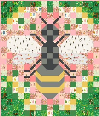 The Bee Quilt II Quilt Kit | Heather Ross Favorites | Finished Size 51" x 60" | Windham Fabrics | Complete Quilt Top Kit