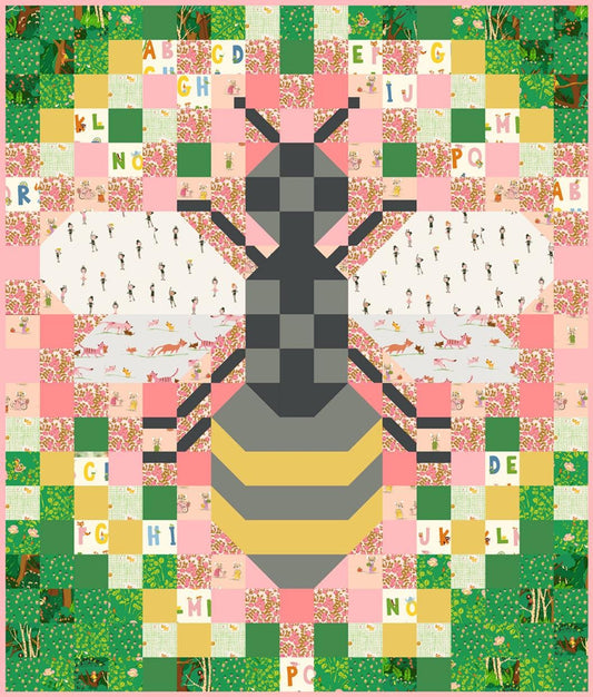 The Bee Quilt II Quilt Kit | Heather Ross Favorites | Finished Size 51" x 60" | Windham Fabrics | Complete Quilt Top Kit