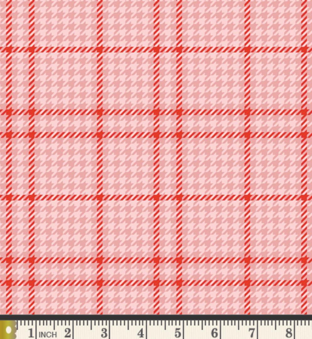Holiday Check Candycane Fabric, Christmas in Color by AGF Studio, Pink Red Plaid Christmas Fabric CMC-25405