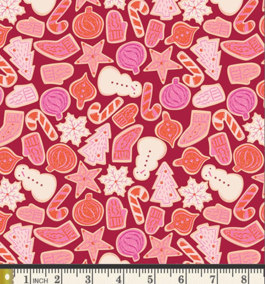 Frosting Fest Fabric, Christmas in Color by AGF Studio, Gingerbread Candy Cookie Fabric CMC-25406