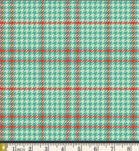 Holiday Check Peppermint Fabric, Christmas in Color by AGF Studio, Teal Red Plaid Fabric CMC-25412