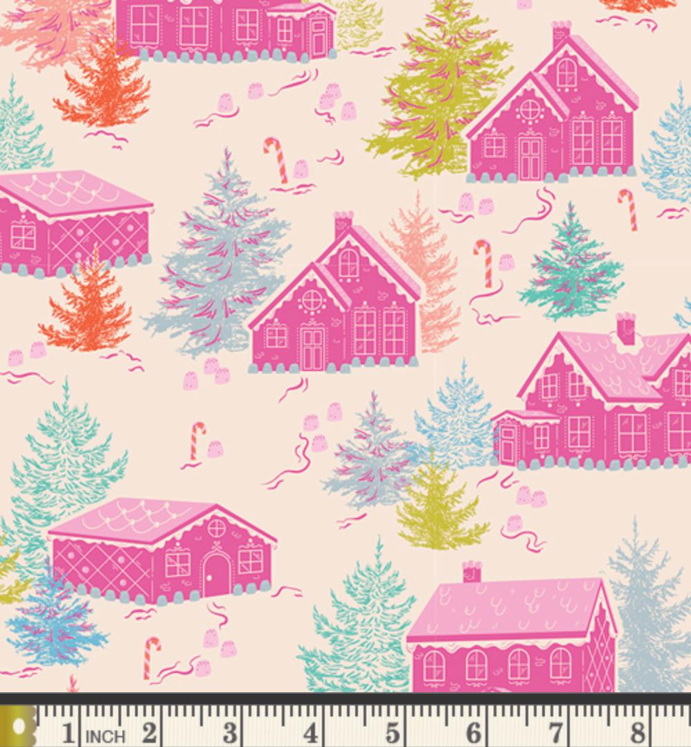 Gumdrops & Gables Fabric, Christmas in Color by AGF Studio, Gingerbread House Holiday Fabric CMC-25414