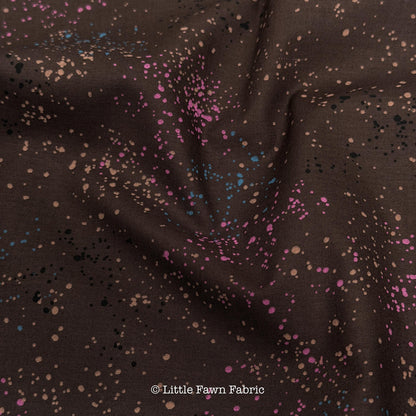 Speckled Caviar Quilting Cotton Fabric | Brown Paint Splatter Blender 100% Cotton