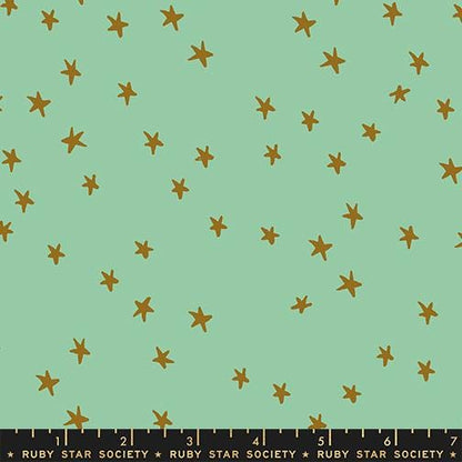 Starry New Moss Fabric by Alexia Abegg for Ruby Star Society | RS4109 88 | Light Green Star Blender Quilting Cotton