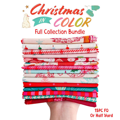 Christmas in Color Fabric Bundle, AGF Studio Art Gallery Fabrics, 15 Piece Fat Quarter or Half Yard Christmas Bundle