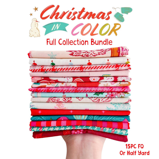 Christmas in Color Fabric Bundle, AGF Studio Art Gallery Fabrics, 15 Piece Fat Quarter or Half Yard Christmas Bundle