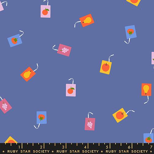 Persimmon Twilight Joosie Joose Fabric RS1122 16 by Rashida Coleman Hale for Ruby Star Society, Blue Juice Box Novelty Quilt Fabric