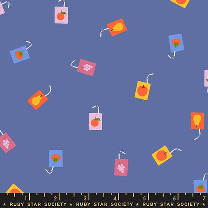 Persimmon Twilight Joosie Joose Fabric RS1122 16 by Rashida Coleman Hale for Ruby Star Society, Blue Juice Box Novelty Quilt Fabric