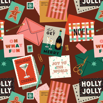 Merry & Mod Christmas Fabric Bundle | 5 Fat Quarters or Half Yards | Shelby Warwood Cloud9 Fabrics | Retro Holiday Organic Cotton