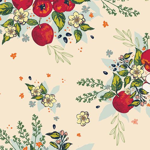 Apple Grove Fabric, The Orchard by Maureen Cracknell, Art Gallery Fabrics, Apple Floral Fall Quilting Cotton, ORC-34700