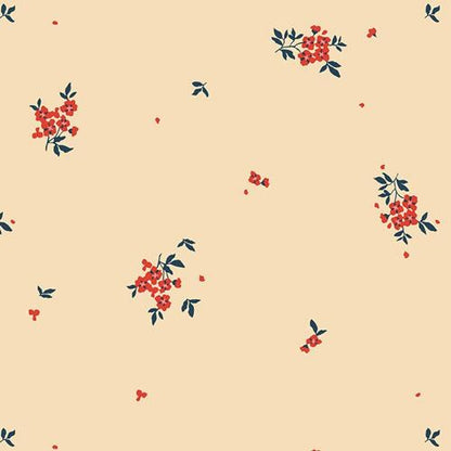 Windswept Posies Fabric, The Orchard by Maureen Cracknell, Art Gallery Fabrics, Cream Floral Quilting Cotton, ORC-34705