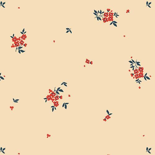 Windswept Posies Fabric, The Orchard by Maureen Cracknell, Art Gallery Fabrics, Cream Floral Quilting Cotton, ORC-34705