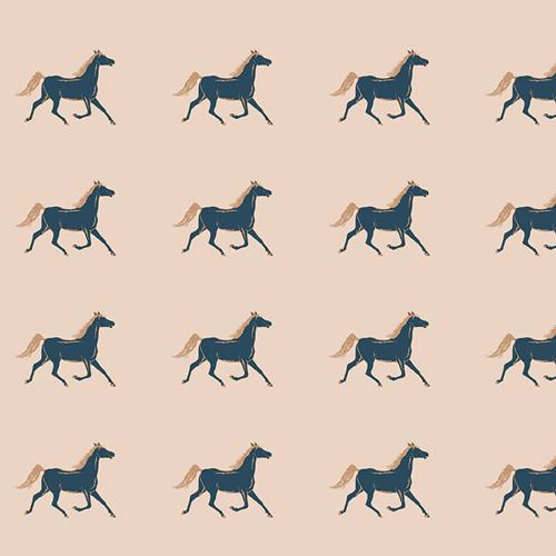 Trotters Trail Fabric, The Orchard by Maureen Cracknell, Art Gallery Fabrics, Horse Print Quilting Cotton, ORC-34709