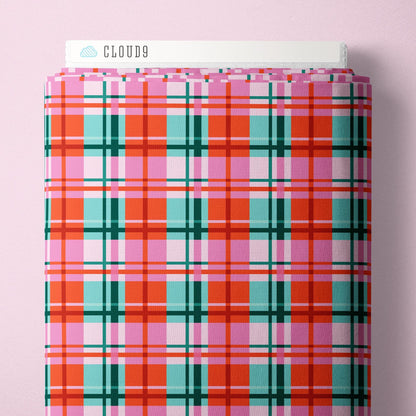 Christmas Plaid Multi Fabric | Whim and Joy Cloud9 Fabrics | Jolly Tidings Organic Cotton Holiday Quilting Fabric
