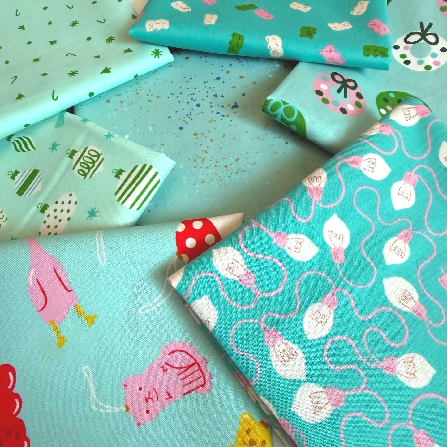 Merry & Frosted Christmas Fat Quarter Bundle | 7pc Ruby Star Society Fabric | Merry Happy Kimberly Kight | Aqua Teal Holiday Fabric