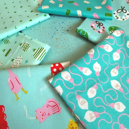 Merry & Frosted Christmas Fat Quarter Bundle | 7pc Ruby Star Society Fabric | Merry Happy Kimberly Kight | Aqua Teal Holiday Fabric