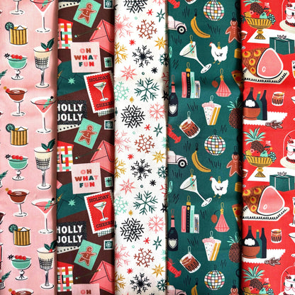 Merry & Mod Christmas Fabric Bundle | 5 Fat Quarters or Half Yards | Shelby Warwood Cloud9 Fabrics