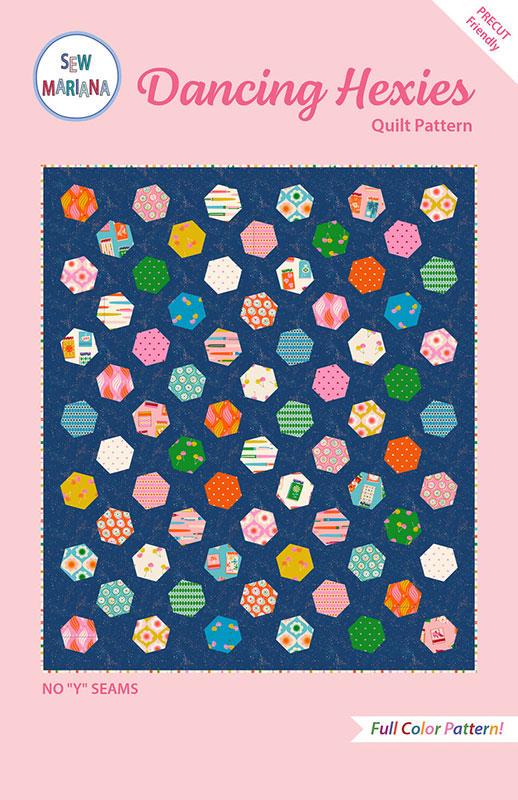 Dancing Hexies Quilt Pattern SMA127 Sew Mariana | Layer Cake Friendly Hexagon Quilt Pattern | No Y-Seams | 60 x 68 Throw