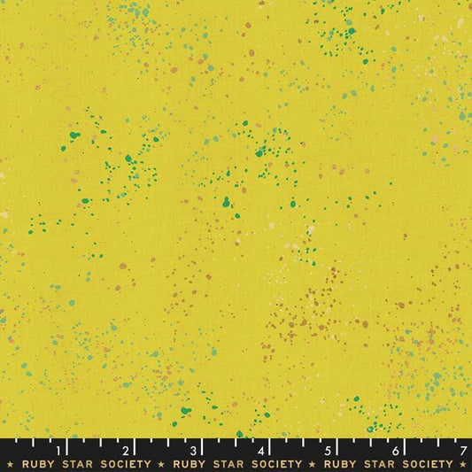 Speckled Metallic Citron RS5027 65M | Ruby Star Society Starry | Alexia Abegg | Yellow/Green Blender Fabric | Witchy Purple Quilting Cotton