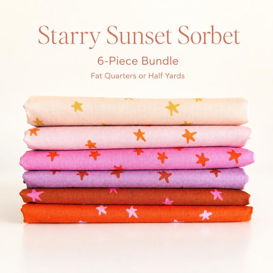 Starry Sunset Sorbet Fabric Bundle | 6 Fat Quarters or Half Yards | Ruby Star Society Starry Basics | Pink Orange Quilt Fabric