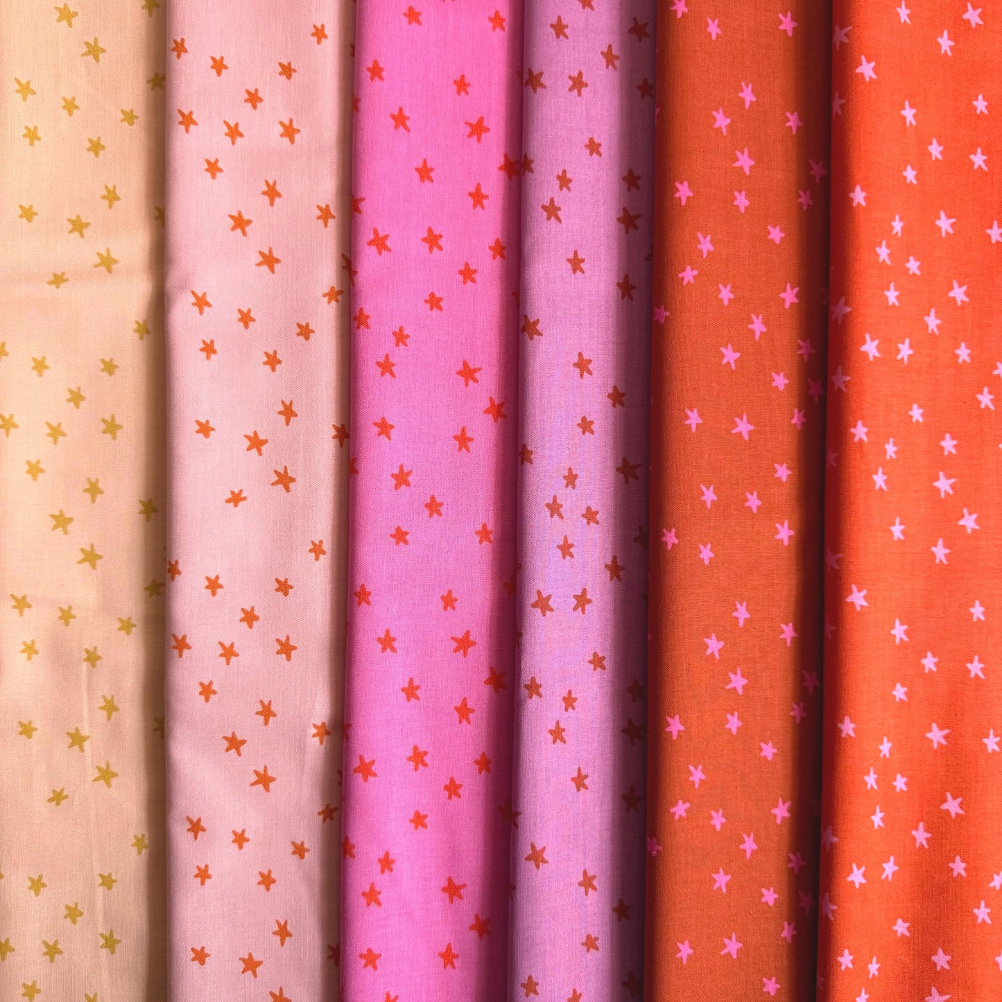 Starry Sunset Sorbet Fabric Bundle | 6 Fat Quarters or Half Yards | Ruby Star Society Starry Basics | Pink Orange Quilt Fabric