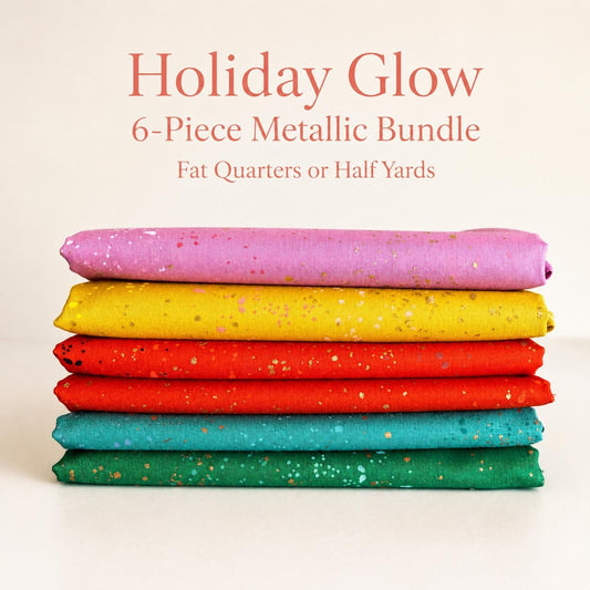 Holiday Glow Speckled Metallic Fabric Bundle | 6 Fat Quarters or Half Yards | Ruby Star Society Christmas Quilt Fabric