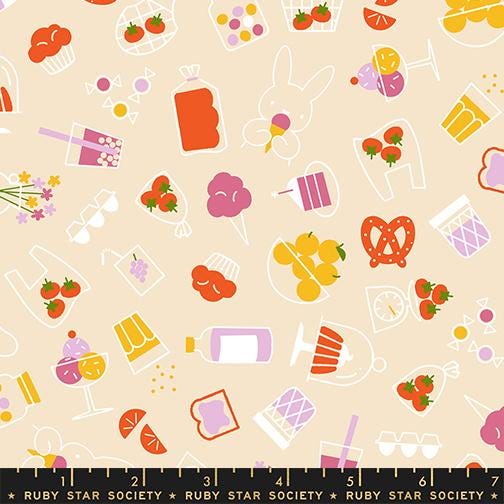 Persimmon Shell Bun Es Market Fabric RS1119 11 by Rashida Coleman Hale for Ruby Star Society, Food Novelty Cotton Quilt Fabric