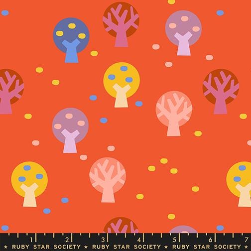 Persimmon Warm Red The Grove Fabric RS1123 13 by Rashida Coleman Hale for Ruby Star Society, Tree Novelty Quilt Fabric