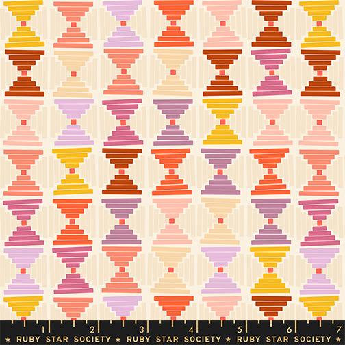 Persimmon Natural Courthouse Steps Fabric RS1124 11 by Rashida Coleman Hale for Ruby Star Society, Geometric Quilt Cotton
