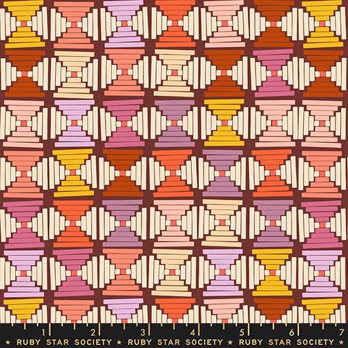 Persimmon Cranberry Courthouse Steps Fabric RS1124 14 by Rashida Coleman Hale for Ruby Star Society, Burgundy Geometric Quilt Cotton