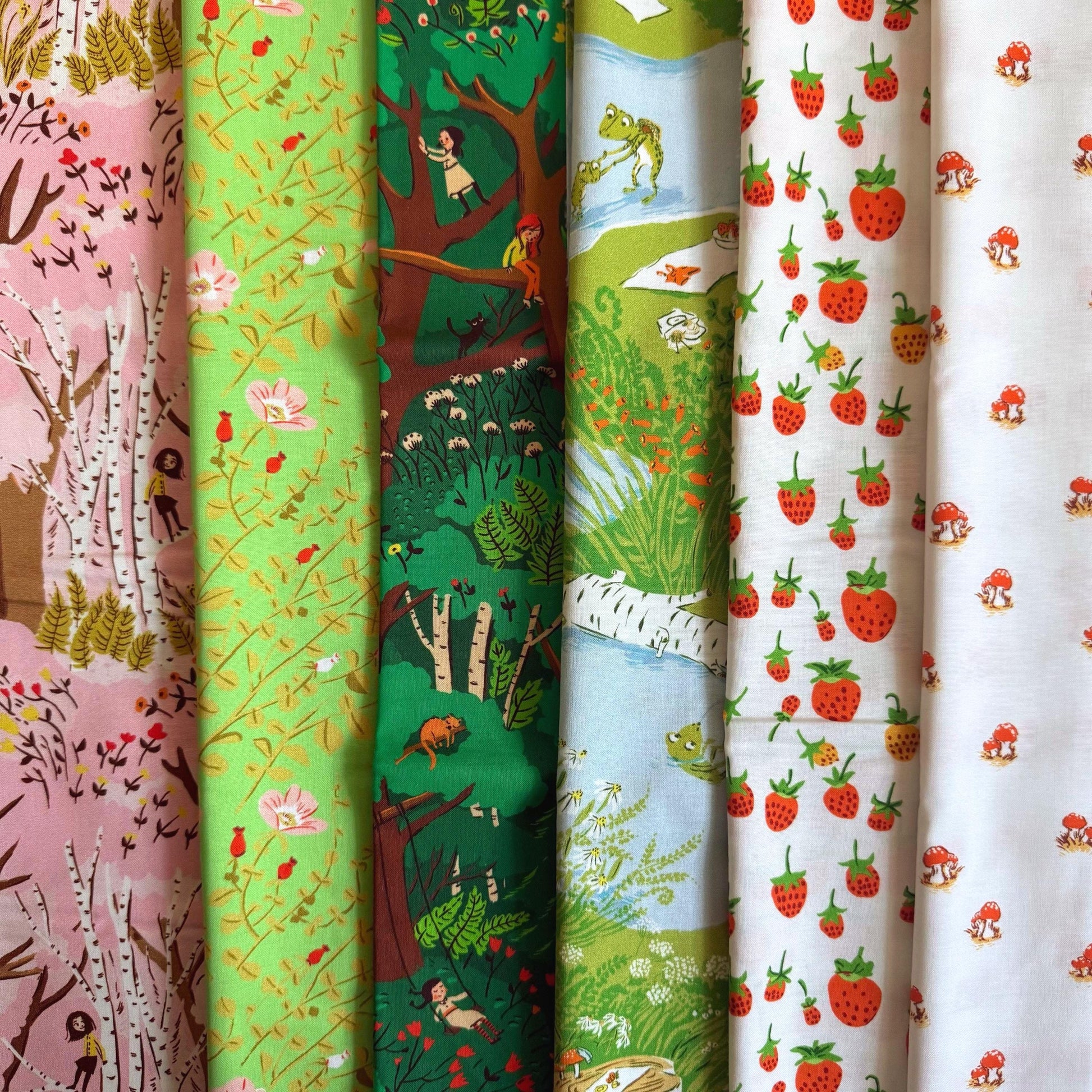 Heather Ross Storybook Forest Fabric Bundle | 6 Piece Woodland Quilt Fabric | Fat Quarter or Half Yard | Windham Fabrics