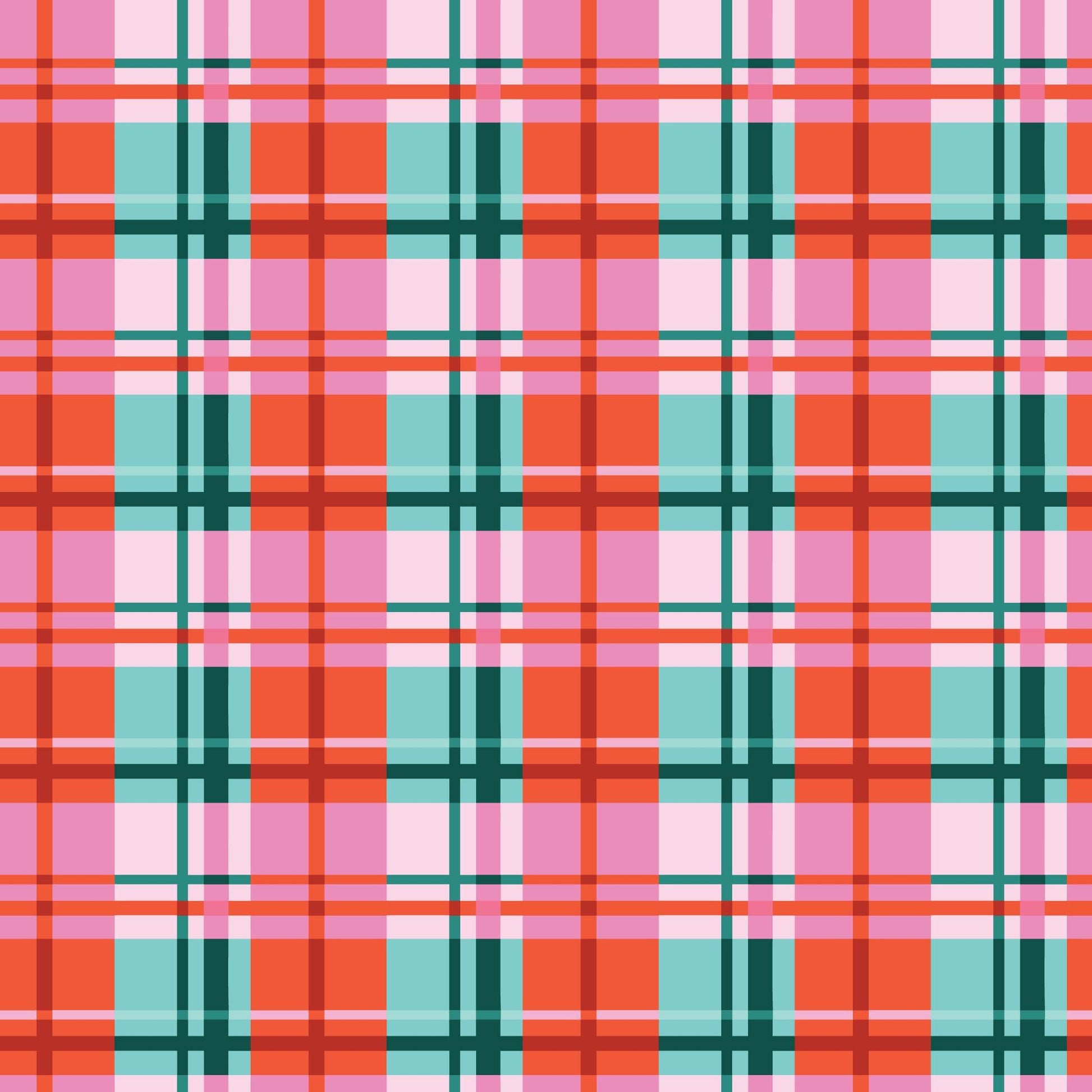 Christmas Plaid Multi Fabric | Whim and Joy Cloud9 Fabrics | Jolly Tidings Organic Cotton Holiday Quilting Fabric