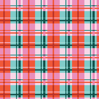 Christmas Plaid Multi Fabric | Whim and Joy Cloud9 Fabrics | Jolly Tidings Organic Cotton Holiday Quilting Fabric
