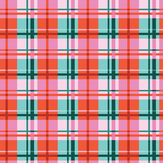 Christmas Plaid Multi Fabric | Whim and Joy Cloud9 Fabrics | Jolly Tidings Organic Cotton Holiday Quilting Fabric