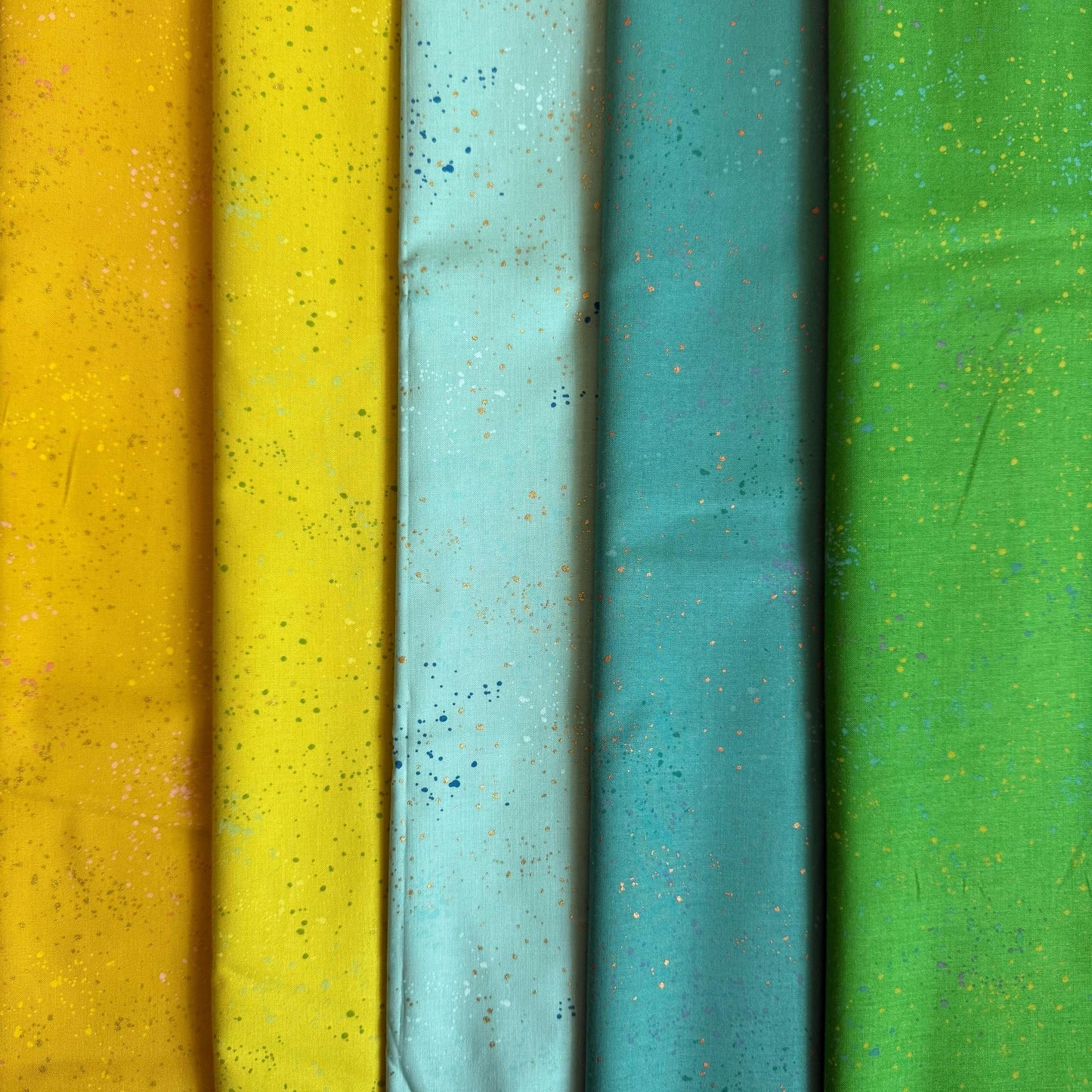 Citrus Garden Speckled Fabric Bundle | 5 Fat Quarters or Half Yards | Ruby Star Society Metallic Green Yellow Quilt Fabric