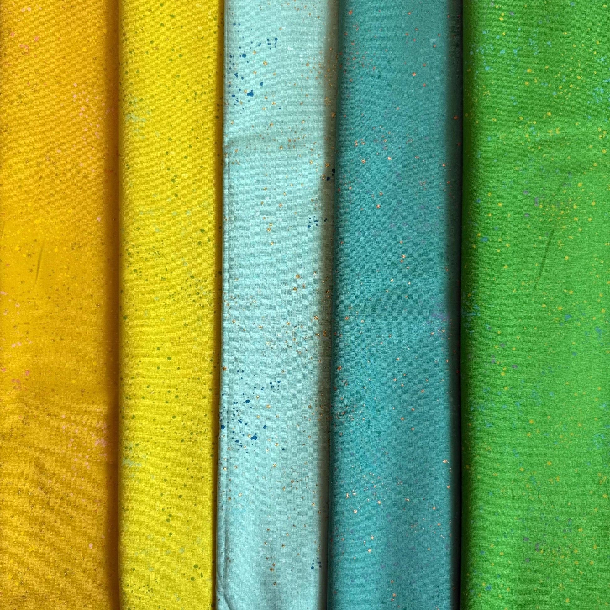 Citrus Garden Speckled Fabric Bundle | 5 Fat Quarters or Half Yards | Ruby Star Society Metallic Green Yellow Quilt Fabric