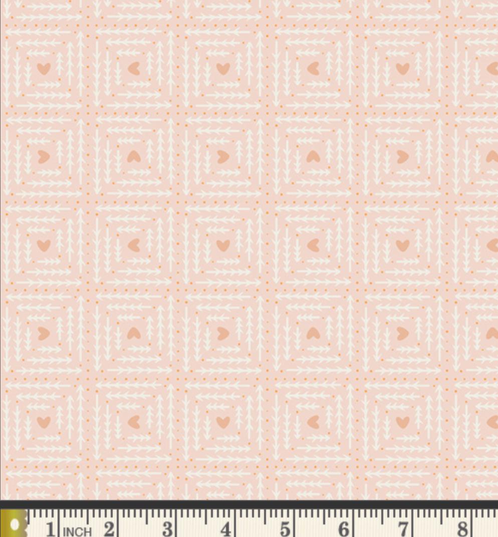 Quilted Pines Fabric | Frost & Fir by Sewcial Bee Collective | Peach Geometric Quilting Cotton | Art Gallery Fabrics SBC-FF-3111