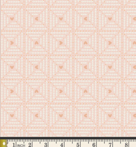 Quilted Pines Fabric | Frost & Fir by Sewcial Bee Collective | Peach Geometric Quilting Cotton | Art Gallery Fabrics SBC-FF-3111