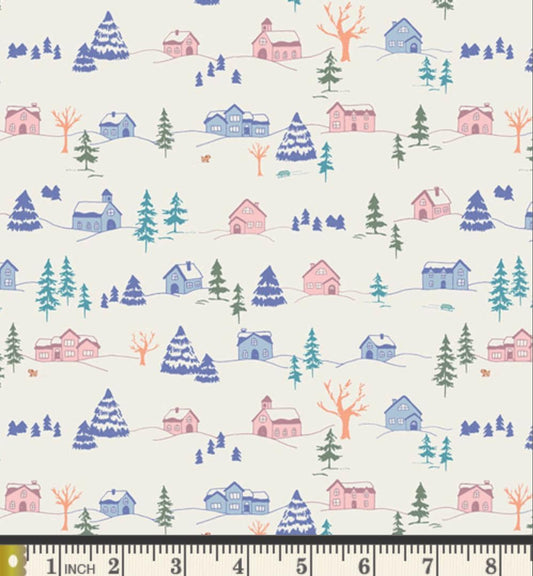 Winterful Town Fabric | Frost & Fir by Sewcial Bee Collective | Winter Village Cotton | Art Gallery Fabrics SBC-FF-3134