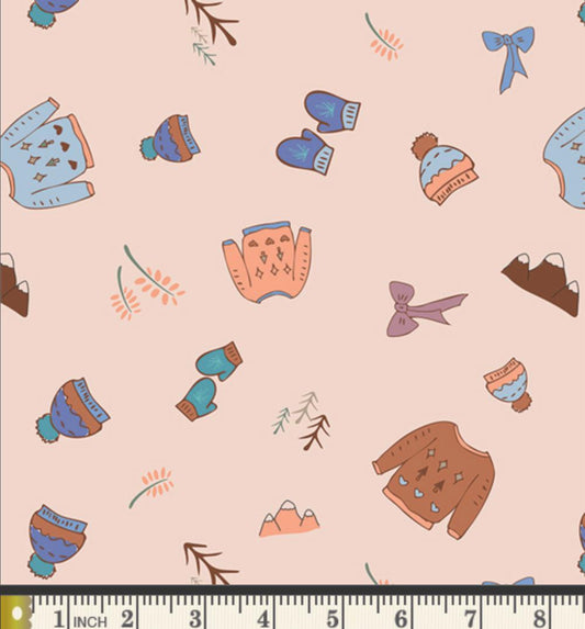Woolens Toss Fabric | Frost & Fir by Sewcial Bee Collective | Peach Knitting Winter Cotton | Art Gallery Fabrics SBC-FF-3140