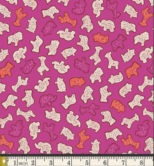 Circus Animals Fabric by Dana Willard | Cinnamon Toast CMT-62900 | Retro Animal Cookie Cotton Fabric | Art Gallery Fabrics