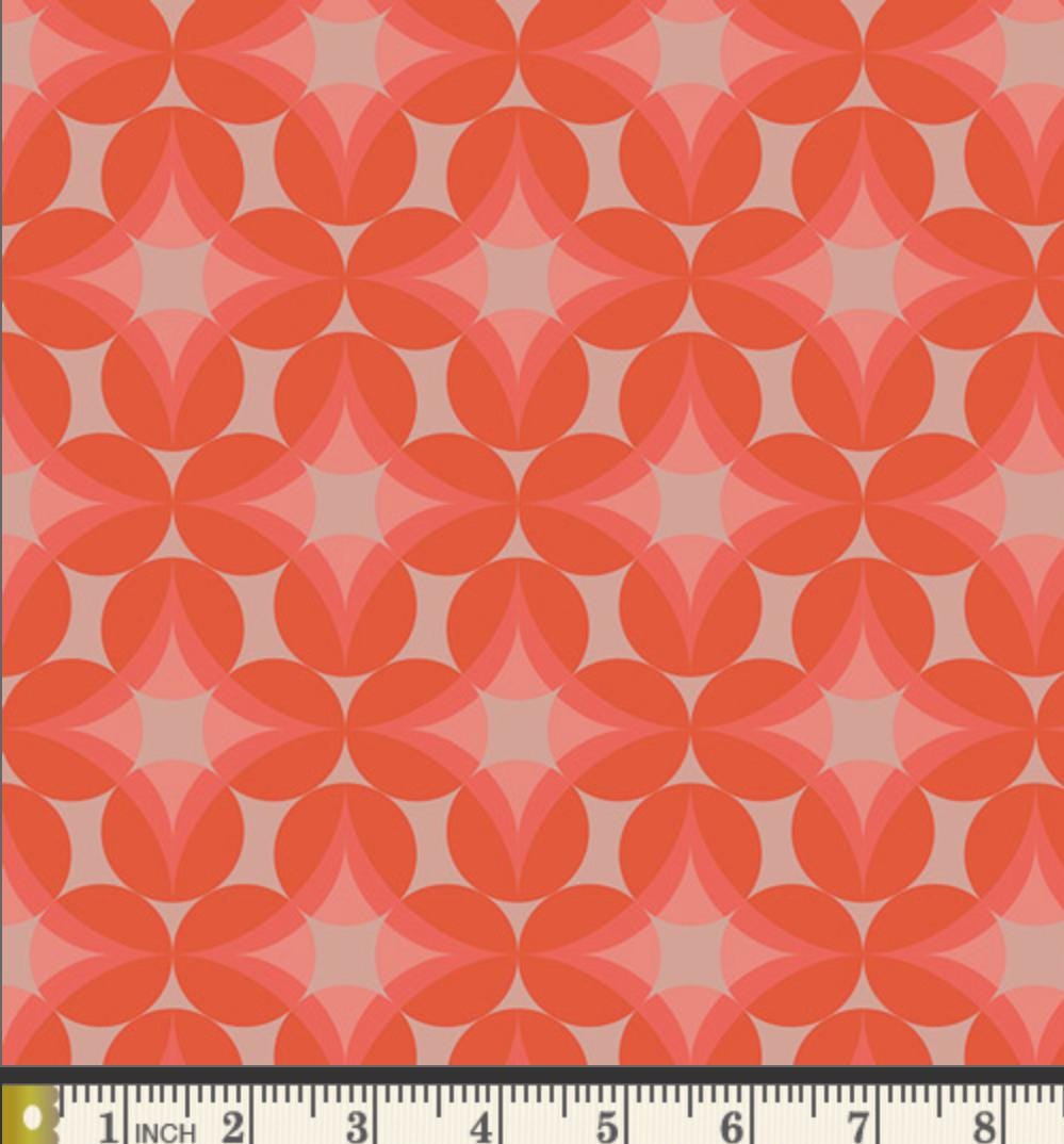 Glass Grapes Fabric by Dana Willard | Cinnamon Toast CMT-62903 | Retro Coral Pink Geometric Cotton | Art Gallery Fabrics