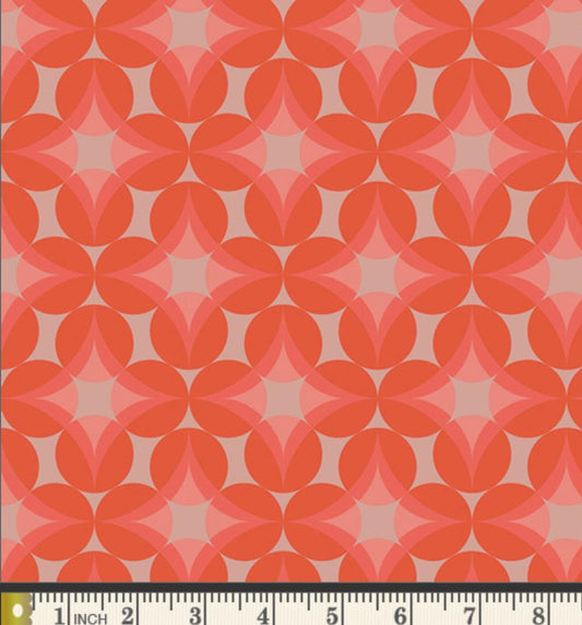 Glass Grapes Fabric by Dana Willard | Cinnamon Toast CMT-62903 | Retro Coral Pink Geometric Cotton | Art Gallery Fabrics