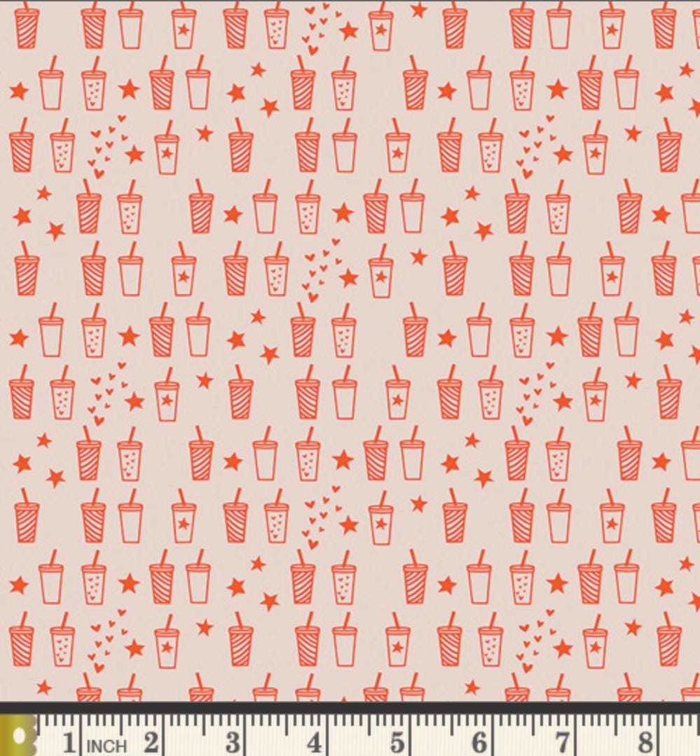 Soda Popinski Fabric by Dana Willard | Cinnamon Toast CMT-62904 | Retro Soda Bottle Cotton Fabric | Art Gallery Fabrics