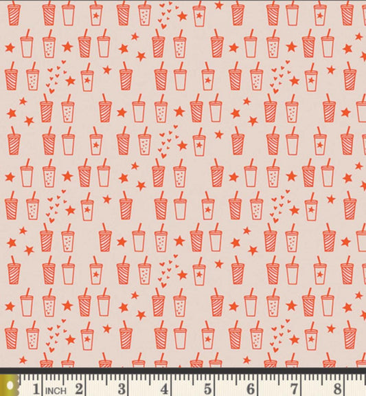 Soda Popinski Fabric by Dana Willard | Cinnamon Toast CMT-62904 | Retro Soda Bottle Cotton Fabric | Art Gallery Fabrics