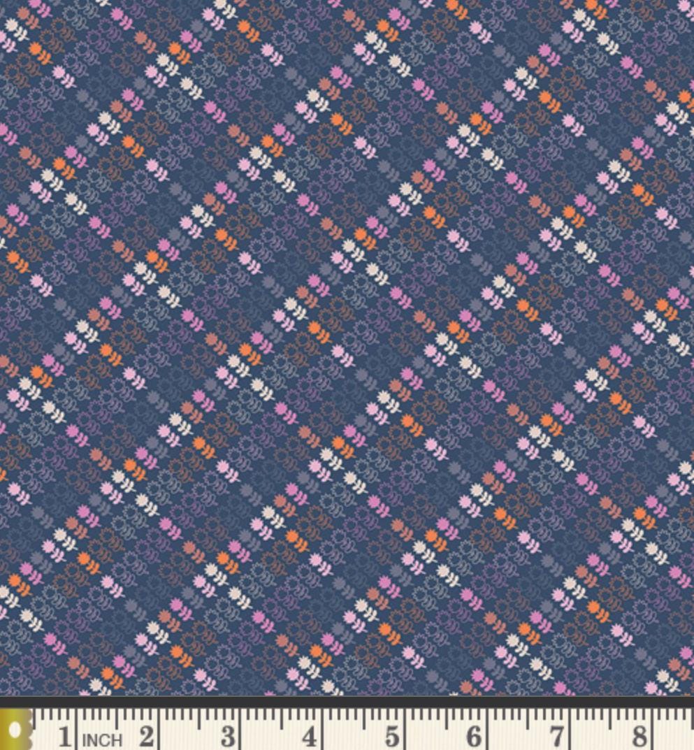 Backyard Plaid Fabric by Dana Willard | Cinnamon Toast CMT-62910 | Navy Retro Plaid Cotton | Art Gallery Fabrics