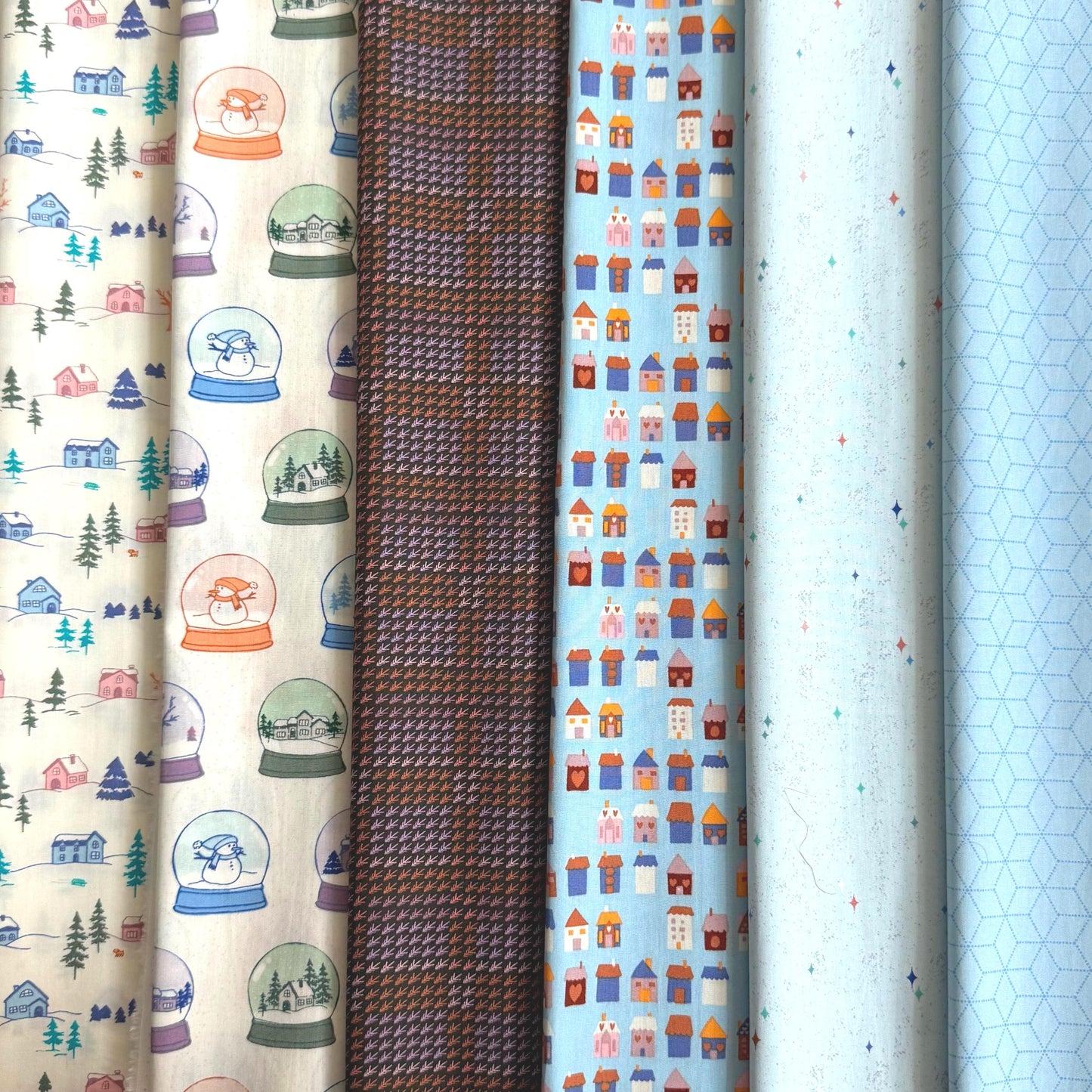 Winterful Village Fabric Bundle, Frost & Fir by Sewcial Bee Collective, 6-Pc Christmas Fat Quarter or Half Yard Bundle, Art Gallery Fabrics